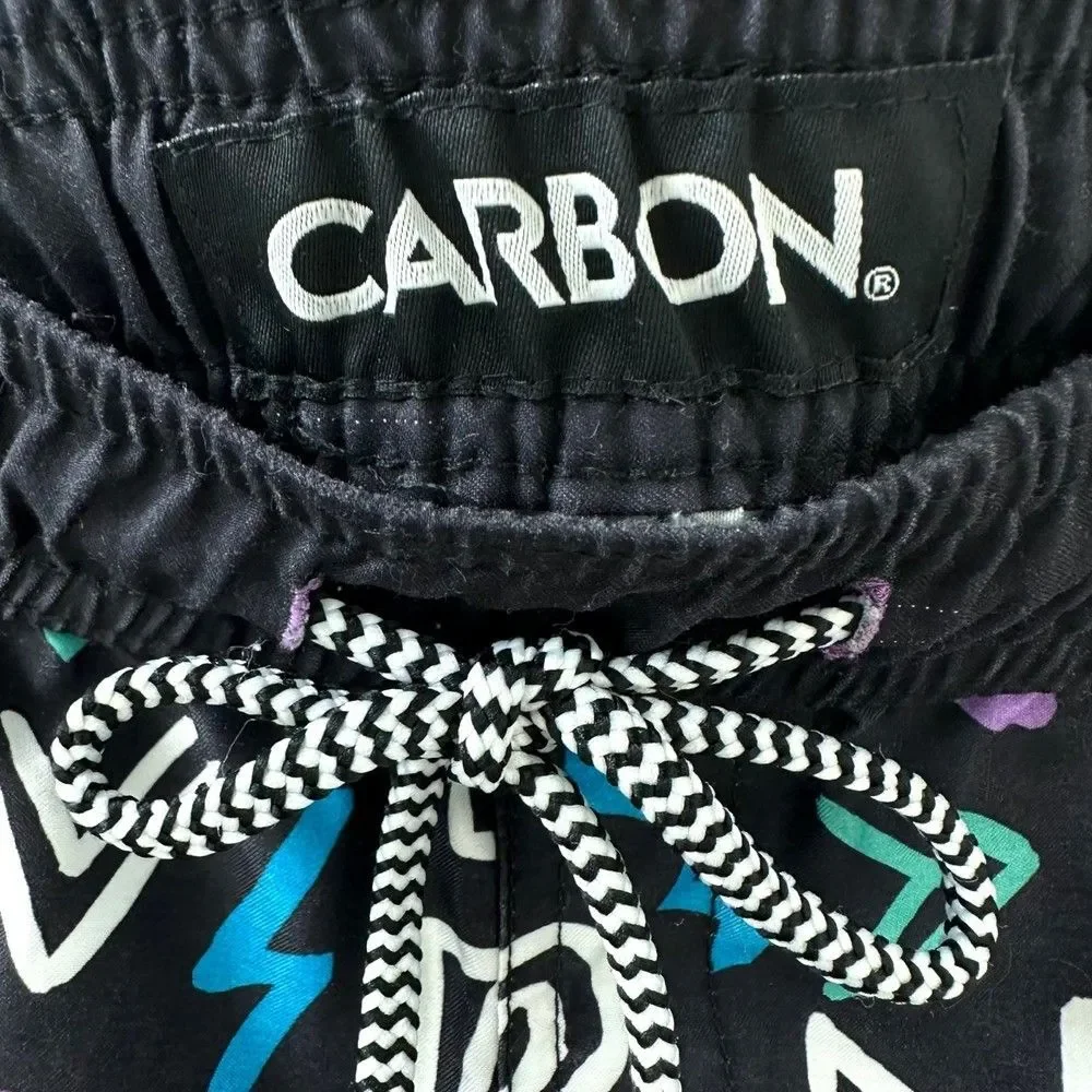 Carbon 90s Retro Vintage Style Men’s Swim Trunks Black Blue Purple XL